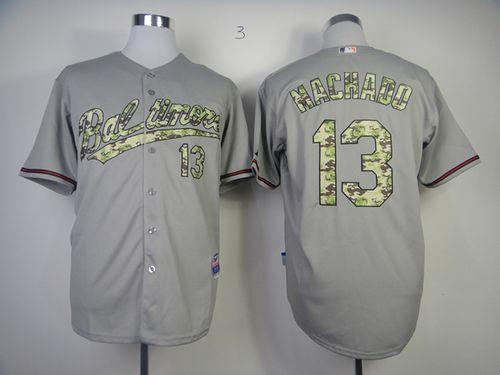Orioles #13 Manny Machado Grey USMC Cool Base Stitched MLB Jersey
